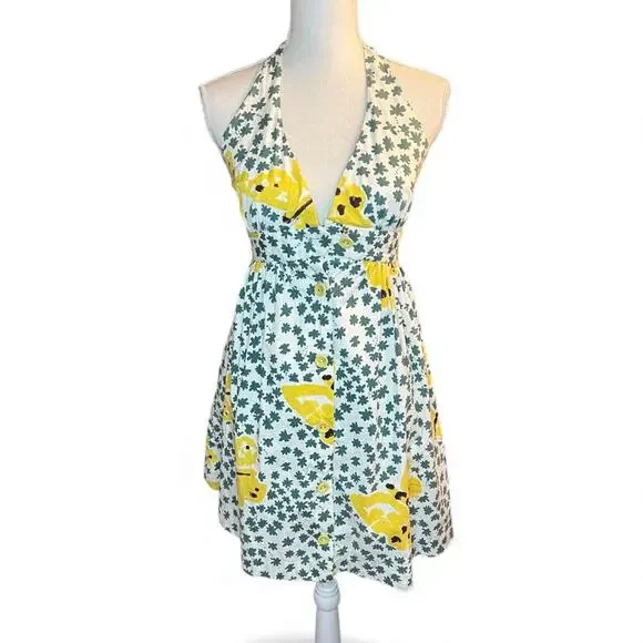 Vintage Y2K Betsey Johnson Butterfly halter mini dress cottagecore retro - Picture 2 of 10